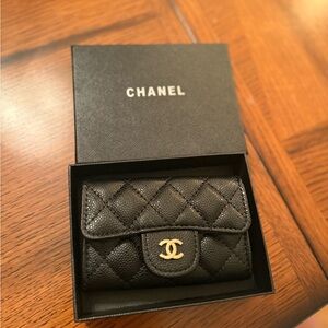 Black Quilted Caviar Leather Wallet